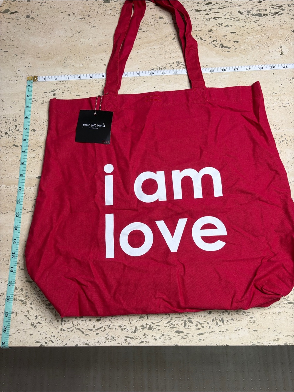 Peace Love World Canvas Tote I am Love